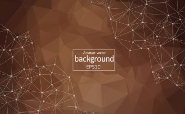 Soyut Brown geometrik poligonal arka plan molekül ve iletişim. Bağlantılı çizgilerin noktalı. Bilim, kimya, biyoloji, tıp, teknoloji kavramı.