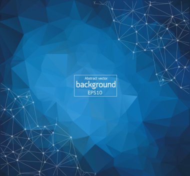 Geometrik mavi ışık Çokgen arka plan molekül ve iletişim. Bağlantılı çizgilerin noktalı. Minimalizm arka plan. Bilim, kimya, biyoloji, tıp, teknoloji kavramı.