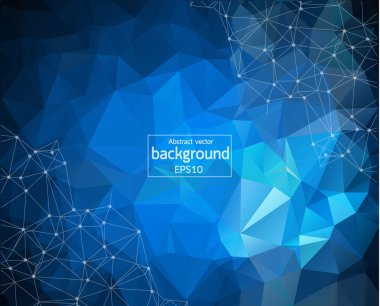 Geometrik mavi karanlık poligonal arka plan molekül ve iletişim. Bağlantılı çizgilerin noktalı. Minimalizm arka plan. Bilim, kimya, biyoloji, tıp, teknoloji kavramı.