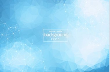 Geometrik mavi ışık Çokgen arka plan molekül ve iletişim. Bağlantılı çizgilerin noktalı. Minimalizm arka plan. Bilim, kimya, biyoloji, tıp, teknoloji kavramı.