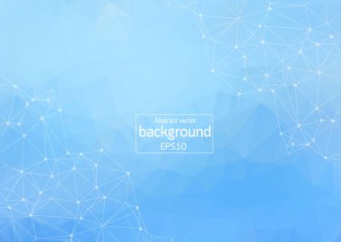 Geometrik ışık mavi poligonal arka plan molekül ve iletişim. Bağlantılı çizgilerin noktalı. Minimalizm arka plan. Bilim, kimya, biyoloji, tıp, teknoloji kavramı.