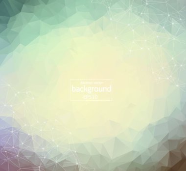 Geometrik açık poligon renkli molekül ve iletişim. Bağlantılı çizgilerin noktalı. Minimalizm arka plan. Bilim, kimya, biyoloji, tıp, teknoloji kavramı.