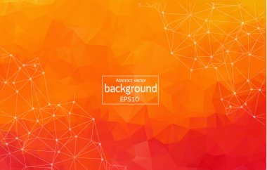 Soyut Turuncu geometrik poligonal arka plan molekül ve iletişim. Bağlantılı çizgilerin noktalı. Bilim, kimya, biyoloji, tıp, teknoloji kavramı.