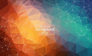 Koyu renk geometrik poligonal arka plan molekül ve iletişim. Bağlantılı çizgilerin noktalı. Bilim, kimya, biyoloji, tıp, teknoloji kavramı.