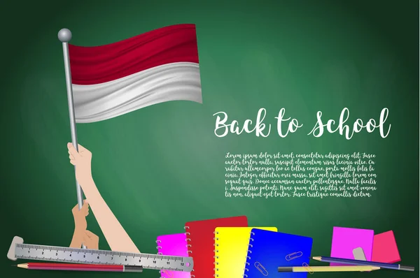 Bandera Vectorial Indonesia Fondo Pizarra Negra Antecedentes Educativos Con Las — Archivo Imágenes Vectoriales