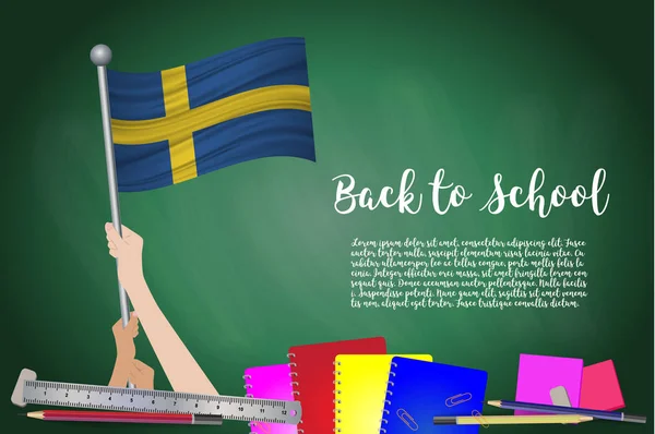 Bandera Vectorial Suecia Sobre Pizarra Negra Antecedentes Educativos Con Las — Archivo Imágenes Vectoriales