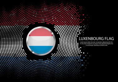 Arka plan noktalı degrade şablonu veya Led neon ışık yuvarlak nokta stili Lüksemburg bayrağı. Modern futbol Kupası daire metal fütüristik arka plan için Lüksemburg bayrağı yuvarlak. Vektör.