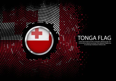 Arka plan noktalı degrade şablonu veya Led neon ışık yuvarlak nokta stili Tonga bayrağı. Modern futbol Kupası daire metal fütüristik arka plan için yuvarlak Tonga bayrağı. Vektör.