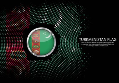 Arka plan noktalı degrade şablonu veya Led neon ışık yuvarlak nokta stili Türkmenistan bayrağı. Modern futbol Kupası daire metal fütüristik arka plan için yuvarlak Türkmenistan bayrağı. Vektör.