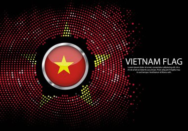 Arka plan noktalı degrade şablonu veya Led neon ışık yuvarlak nokta stili Vietnam bayrağı. Modern futbol Kupası daire metal fütüristik arka plan için Vietnam bayrağı yuvarlak. Vektör.