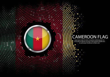 Arka plan noktalı degrade şablonu veya Led neon ışık yuvarlak nokta stili Kamerun bayrağı. Daire metal fütüristik arka plan için modern futbol Kupası Kamerun bayrağı yuvarlak. Vektör.