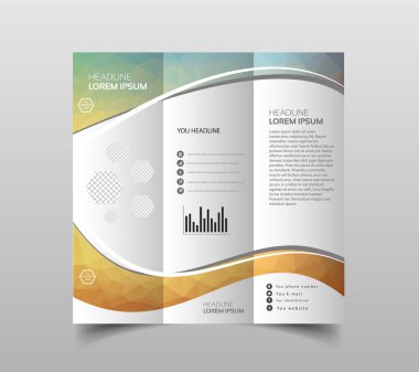 Vektör üçe katlanmış broşür tasarım şablonları modern poligonal arka plan beyaz ile. Modern üçgen sunu şablonu. İş Tasarım arka plan, broşür veya el ilanı genel kavram ya da geometrik web afiş