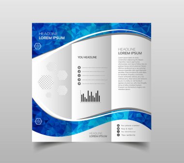 Üç katlı broşür tasarım şablonları modern poligonal arka plan beyaz ile vektör toplama