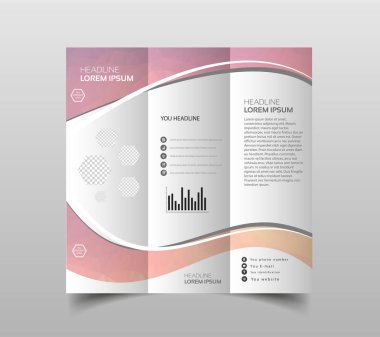 Üç katlı broşür tasarım şablonları modern poligonal arka plan beyaz ile vektör toplama