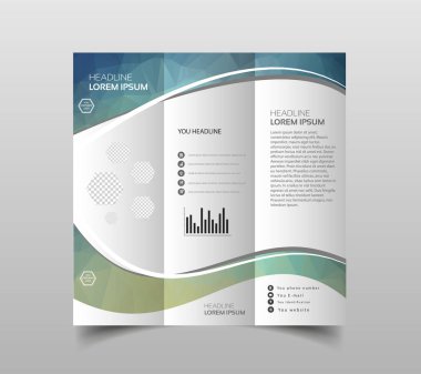 Üç katlı broşür tasarım şablonları modern poligonal arka plan beyaz ile vektör toplama