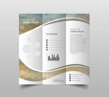 Üç katlı broşür tasarım şablonları modern poligonal arka plan beyaz ile vektör toplama