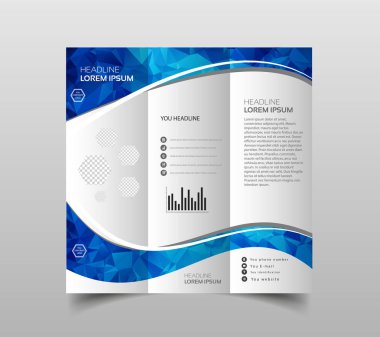 Üç katlı broşür tasarım şablonları modern poligonal arka plan beyaz ile vektör toplama