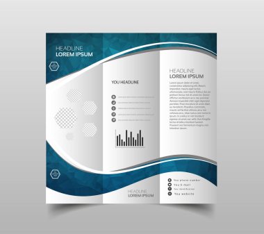 Üç katlı broşür tasarım şablonları modern poligonal arka plan beyaz ile vektör toplama