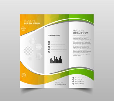 Üç katlı broşür tasarım şablonları modern poligonal arka plan beyaz ile vektör toplama