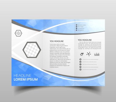 Mavi çokgen zerafet iş panelli iş broşür broşür ve ilan şablon vektör minimal düz tasarım ayarlayın. Modern üçgen sunu şablonu. İş Tasarım arka plan, broşür veya el ilanı genel kavram ya da geometrik web afiş