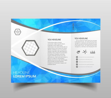 Mavi çokgen zerafet iş panelli iş broşür broşür ve ilan şablon vektör minimal düz tasarım ayarlayın. Modern üçgen sunu şablonu. İş Tasarım arka plan, broşür veya el ilanı genel kavram ya da geometrik web afiş