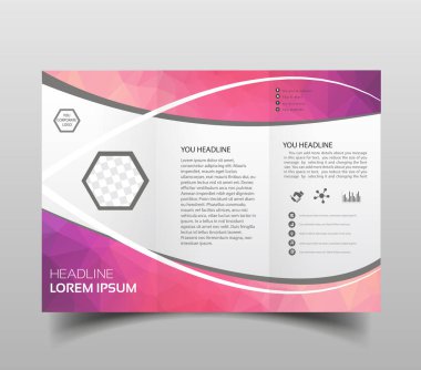 Vektör modern üç katlı broşür tasarım şablonu ile yüksek teknoloji poligonal arka plan