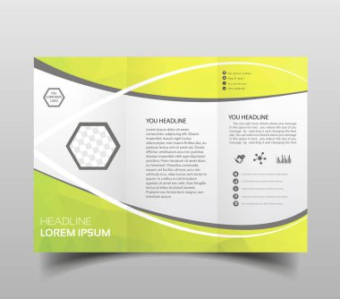 Vektör modern üç katlı broşür tasarım şablonu ile yüksek teknoloji poligonal arka plan