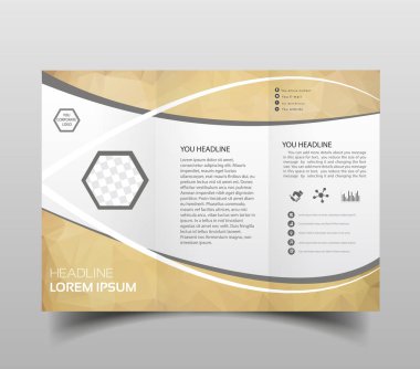 Vektör modern üç katlı broşür tasarım şablonu ile yüksek teknoloji poligonal arka plan