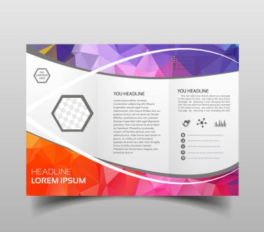 Vektör modern üç katlı broşür tasarım şablonu ile yüksek teknoloji poligonal arka plan