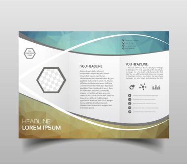 Vektör modern üç katlı broşür tasarım şablonu ile yüksek teknoloji poligonal arka plan