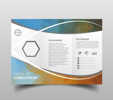 Vektör modern üç katlı broşür tasarım şablonu ile yüksek teknoloji poligonal arka plan