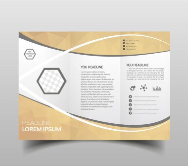 Vektör modern üç katlı broşür tasarım şablonu ile yüksek teknoloji poligonal arka plan