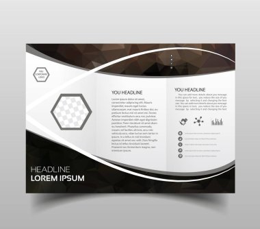 Vektör modern üç katlı broşür tasarım şablonu ile yüksek teknoloji poligonal arka plan