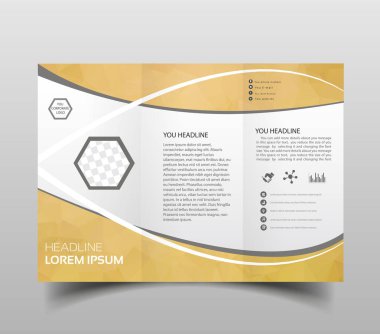 Vektör modern üç katlı broşür tasarım şablonu ile yüksek teknoloji poligonal arka plan