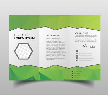 üçe katlanmış Broşürler, kare tasarım şablonları. Polgonal tasarım, poligonal arka plan, modern üçgen vektör doku üzerinde bilimsel desen moleküler İnşaat.