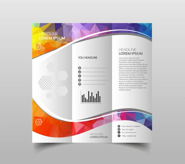 Coleção Vetorial Modelos Design Brochura Tri Fold Com Fundo Poligonal — Vetor de Stock