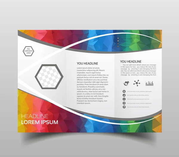Modèle Conception Brochure Vectorielle Moderne Tri Pli Avec Fond Polygonal — Image vectorielle