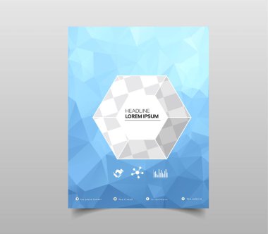 Mavi çokgen zerafet iş panelli iş broşür broşür ve ilan şablon vektör minimal düz tasarım ayarlayın. Modern üçgen sunu şablonu. İş Tasarım arka plan, broşür veya el ilanı genel kavram ya da geometrik web afiş