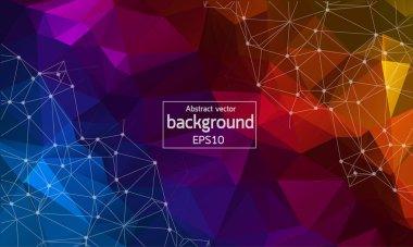 Soyut çok renkli geometrik poligonal arka plan molekül ve iletişim. Bağlantılı çizgilerin noktalı. Bilim, kimya, biyoloji, tıp, teknoloji kavramı.