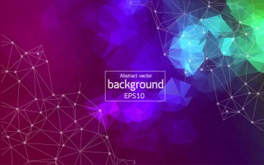 Geometrik Çokgen arka plan molekülü ve iletişim. Noktalarla birleştirilmiş çizgiler. Minimalizm geçmişi. Bilim, kimya, biyoloji, tıp, teknoloji kavramı.