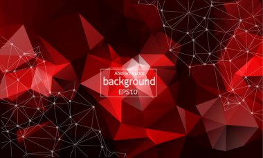 Geometrik Koyu Kırmızı Çokgen arka plan molekülü ve iletişim. Noktalarla birleştirilmiş çizgiler. Minimalizm geçmişi. Bilim, kimya, biyoloji, tıp, teknoloji kavramı.