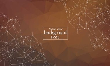 Soyut Brown geometrik poligonal arka plan molekül ve iletişim. Bağlantılı çizgilerin noktalı. Bilim, kimya, biyoloji, tıp, teknoloji kavramı.