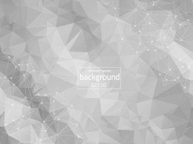 Soyut koyu gri geometrik poligonal arka plan molekül ve iletişim. Bağlantılı çizgilerin noktalı. Bilim, kimya, biyoloji, tıp, teknoloji kavramı.