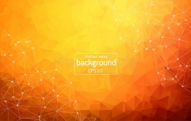 Soyut koyu turuncu geometrik poligonal arka plan molekül ve iletişim. Bağlantılı çizgilerin noktalı. Bilim, kimya, biyoloji, tıp, teknoloji kavramı.