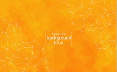 Soyut Turuncu geometrik poligonal arka plan molekül ve iletişim. Bağlantılı çizgilerin noktalı. Bilim, kimya, biyoloji, tıp, teknoloji kavramı.