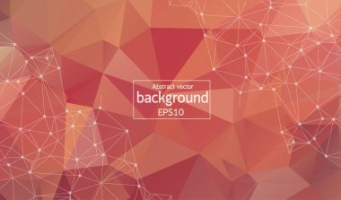 Soyut Kırmızı Geometrik Çokgen arka plan molekülü ve iletişim. Noktalarla birleştirilmiş çizgiler. Bilim, kimya, biyoloji, tıp, teknoloji kavramı.