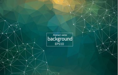 Soyut çok yeşil geometrik poligonal arka plan molekül ve iletişim. Bağlantılı çizgilerin noktalı. Bilim, kimya, biyoloji, tıp, teknoloji kavramı.