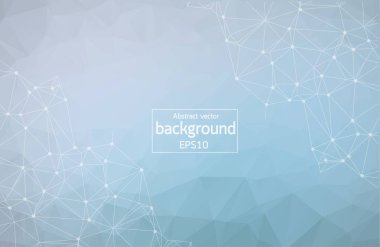 Poligonal yüzey arka plan. Düşük poli mesh tasarımı ile bağlantı nokta ve çizgi. Bağlantı üçgen yapısı. Vektör geometri fütüristik dekorasyon. Tebrik kartı. Spectrumconcept