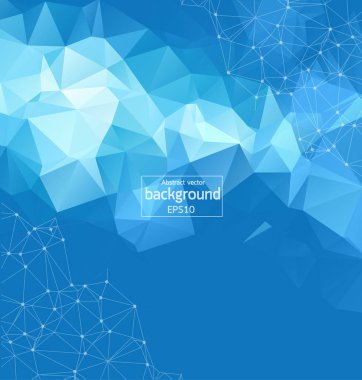 Geometrik noktalar ve çizgiler, inşaat yapı, iş web sitesi arka plan ile mavi Çokgen