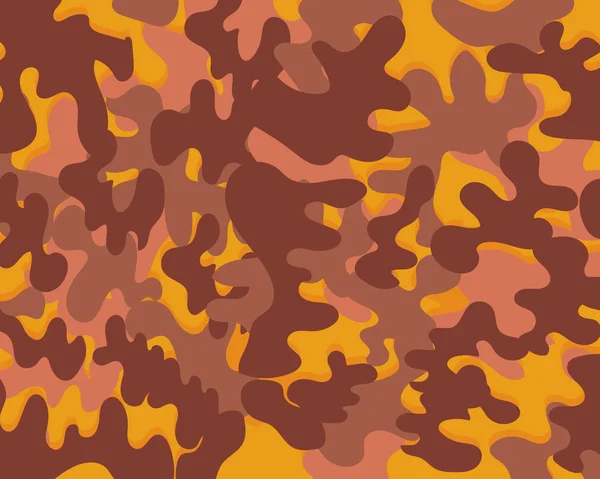 Fondo Abstracto Militar Camuflaje Caza Marrón Color Amarillo Ilustración Vectorial — Vector de stock